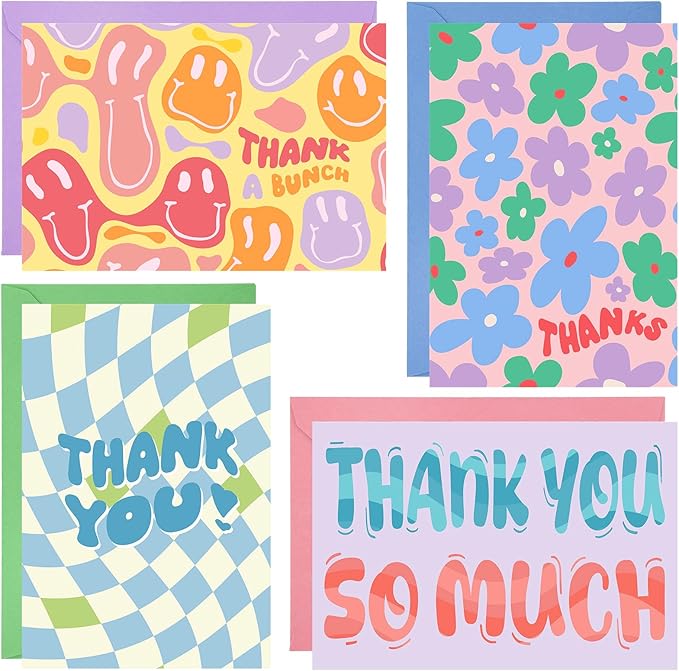 Thboxes 36 Pack Thank You Cards with Envelopes, 4x6 Inch Thank You Cards with Envelopes & Stickers, Cute Greeting Card for Birthday, Wedding, Baby Shower, Bridal Shower, Thanksgiving, Christmas