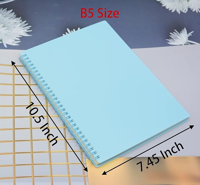 Yansanido Spiral Notebook, 8 Pcs 10.5 Inch x 7.45 Inch B5 Thick Plastic Hardcover 7mm College Ruled 8 Color 80 Sheets -160 Pages Journals for Study, Work, Travel and Notes (B5, 8 Pcs 8 Color)