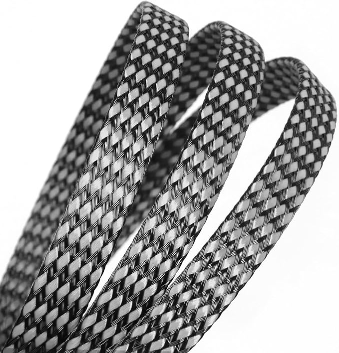 Braided Expandable Cable Sleeve, 25ft PP Cotton and PET Braided Cable Management, Flexible Mesh Wire Loom and Cable Protector for TV, Computer, Home Theater, Automotive (Grey, 1/8")