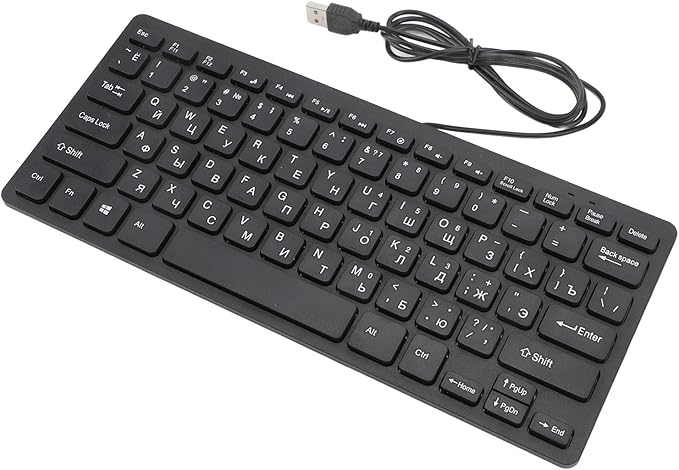 SENECESLI 78 Key Ultra Slim Language Keyboard, Russian Arabic English Bilingual Keyboard, Wireless Bluetooth, Travel Portable for Tablets Laptops Phones (Russian)