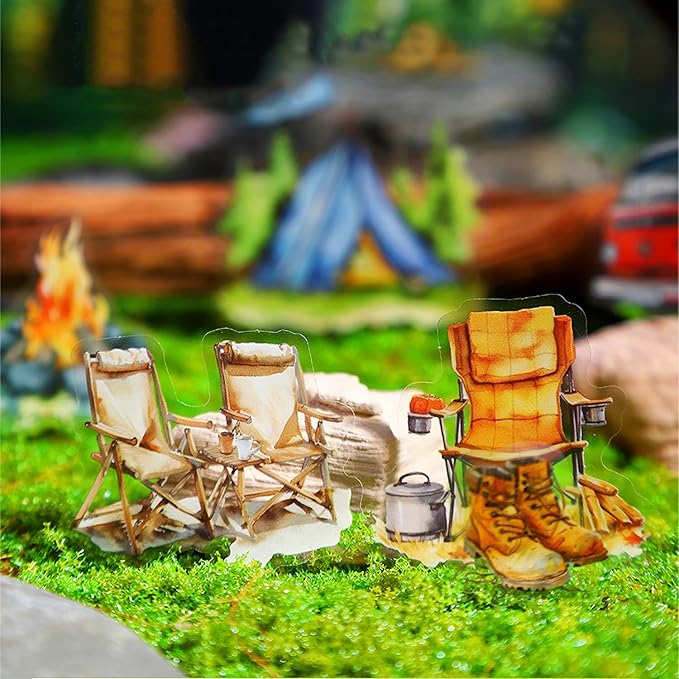 AuriicLeaf Forest Journey Camping PET Stickers, 120 Pcs Outdoor Adventure Ephemera for Scrapbooking, Journaling, DIY Crafting, and Art Supplies