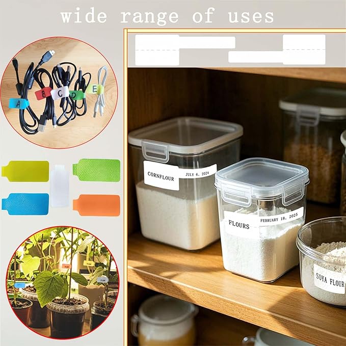 50-Pcs Cable Labels & Cord Tags - 20 Reusable Large Wire Tag + 30 Tear-Resistant White Cords Label,Write-On Water-Resistant Multicolor Wire Marker for Identifying Electrical and Charging Cords