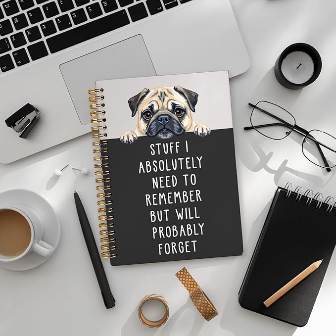 LIANGW Funny Pug Notebook Journal Gifts for Women & Men, Gifts for Pug Lovers Notebooks for Women, Funny Human Resources Gifts Journal for Coworkers, Hardcover Spiral Notebook 5.5x8.3 Inch