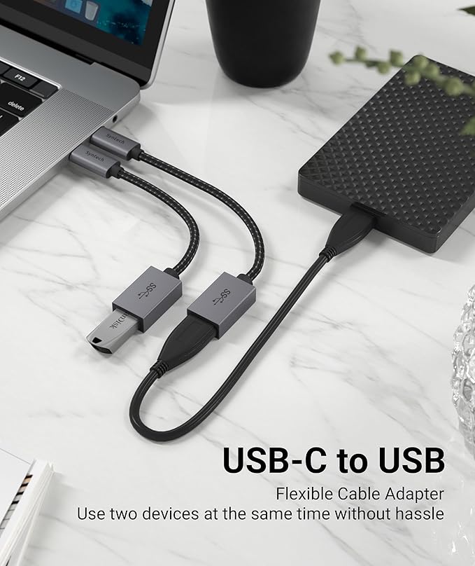 Syntech USB C to USB Adapter, 2 Pack USB C to USB 3, 10Gbps Type C, Thunderbolt 3 to USB Female Adapter OTG Cable Compatible with iPhone 17/16/15 Pro Max, iPad mini 6, MacBook Pro/Air, Space Gray
