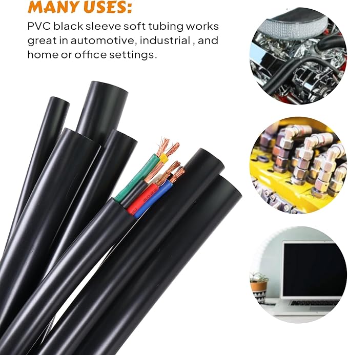 SUNNAREPOON Black Wire Harness Tubing, Car Unshrinkable Insulation Cord Sleeve for Wire Shielding Sheathing Organizer/Protection/Covering (1/4''(7MM) - 18FT(216INCH))
