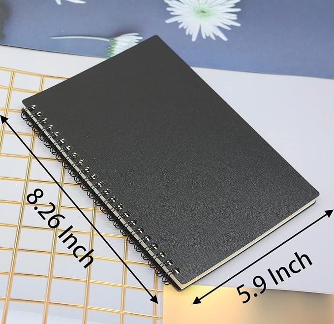 Yansanido Spiral Notebook, 4 Pcs A5 Thick Plastic Hardcover 7mm College Ruled 4 Color 80 Sheets -160 Pages Journals for Study, Work, Travel and Notes (A5, 4 Pcs Dark Color 2)