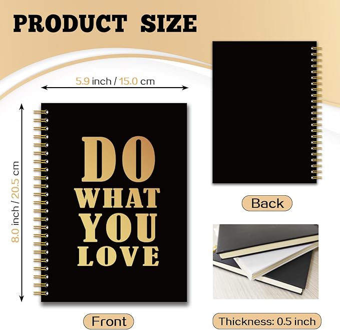 YAZMEEN Funny Saying Black Gold Spiral Notebook（160 Pages） Do What You Love Blank Hardcover Notebook Employee Appreciation Gift Office Gift Funny Notebook Birthday Gift for Coworker Colleague Friend