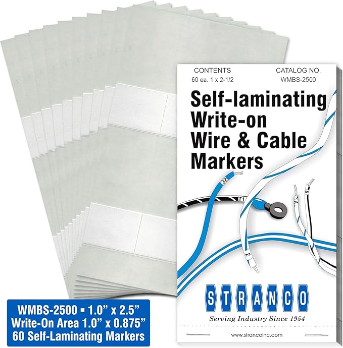 Premium Wire Marker Book for Cable Management, Vinyl-Coated, High-Tack Adhesive, Electric Panel Wire Label Stickers - 10 Pages Per Book