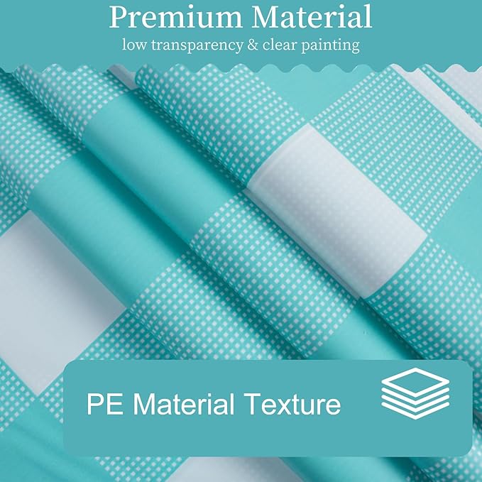 3 Packs Aqua and White Checkered Tablecloth 54x108 Inches Rectangle Gingham Tablecloth Disposable Plastic Waterproof Table Cover for Outdoor Picnic Kitchen and Birthday Party