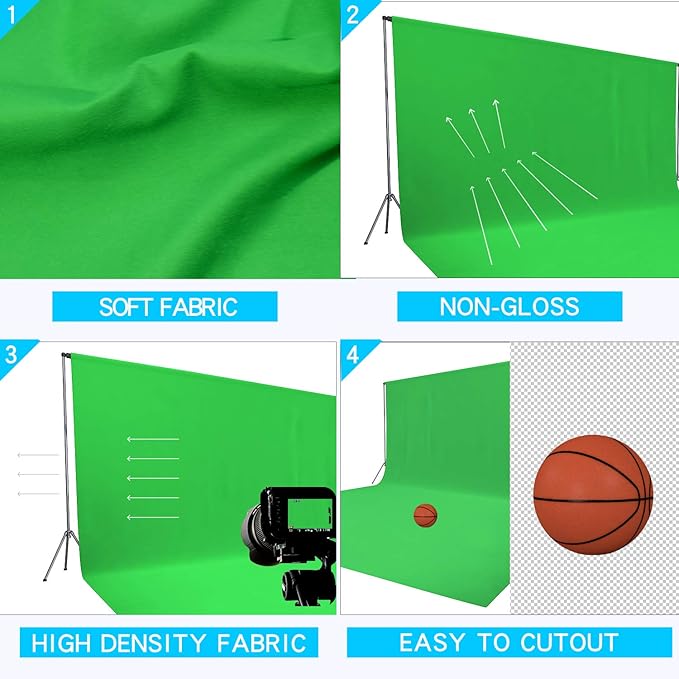 ISSUNTEX 10X16 ft Background Muslin Backdrop, Photo Studio, Collapsible High Density Screen for Video Photography and Television-Green