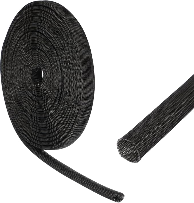 uxcell Insulation Cable Protector,14mm/0.55 Inch-15 Meter/49 Feet High Temp Fiberglass Sleeve Black