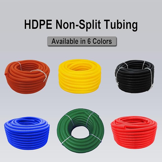 Flexible Polyethylene HDPE Non-Split Corrugated Wire Loom Tubing (Red, 3/4" Dia. x 100 ft)
