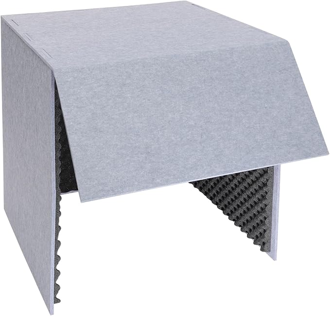 Desktop Soundproof Cover, Isolation Booth, Vocal Sound Absorbing Shield, Portable Vocal Recording Booth, Sound Proof Foam Room, Microphone Isolation Booth Cube, for Office, Home Studio (Black)