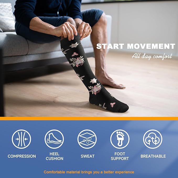 bropite Compression Socks for Women & Men 8 Pairs Circulation-Compression Socks 20-30 mmhg-Best for Running,Nurse,Travel,Yoga