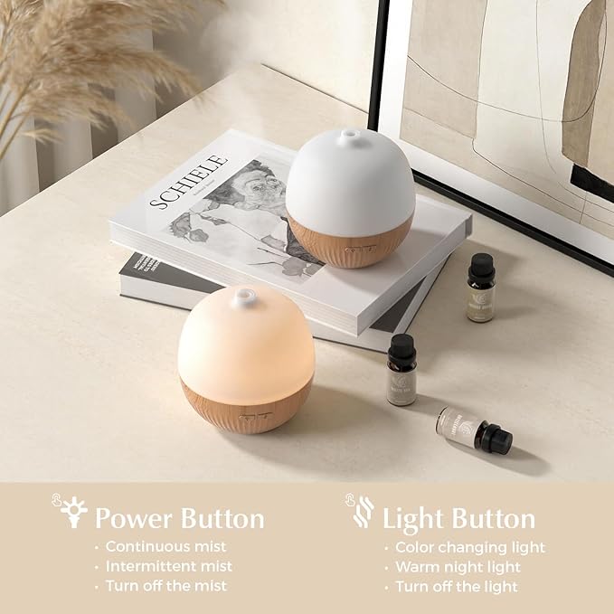 ARVIDSSON Essential Oil Diffuser 2 Pack, 100ml Aromatherapy Diffuser with Mood Light, Ultrasonic Oil Diffusers for Home, Small Diffuser for Essential Oils, Gift for Women