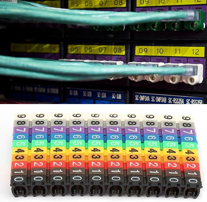 Clip-on String Wire Marking Boxed Plastic Digital Number Wire Label Tube Set Colorful Cable Marker (100PCS -2.5MM)