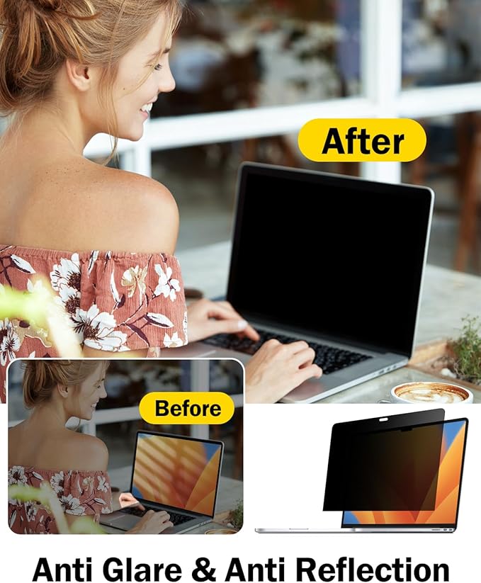 F FORITO 360° Privacy Screen Protector Compatible with MacBook Air 13 inch (2018, 2019, 2020, 2021, M1), Anti Peeping, Anti Glare and Scratch Resistant Laptop Privacy Screen Shield