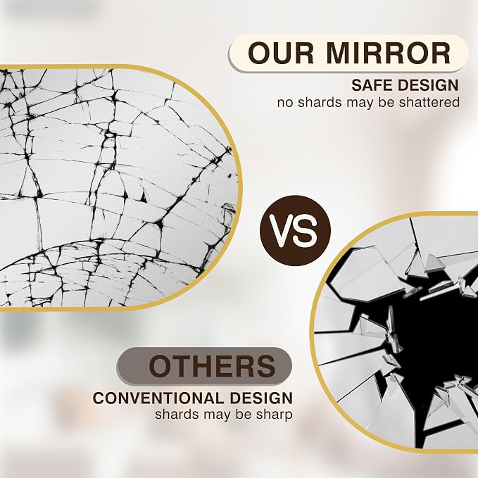 FICTOR Bathroom Mirror for Wall, Arched Vanity Bathroom Mirror for Over Sink, Metal Framed with HD Shatter-Proof Glass for Entryway, Living Room,Bedroom(2 Pack 24”x 36”, Gold)