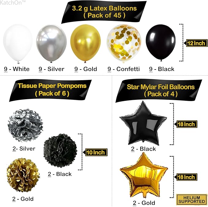 KatchOn, New Years Eve Party Supplies 2026 - Big, Pack of 70 | Happy New Years Decorations 2026 | Hanging Swirls, PomPoms, NYE Decorations 2026 | Eve Decorations