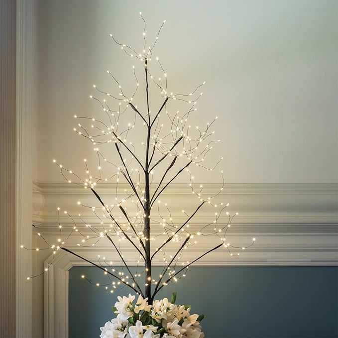 4 Ft Black Fairy Light Tree Artificial Tree Bedrom Décor Black Home Decor, 390 Warm White LED Lights