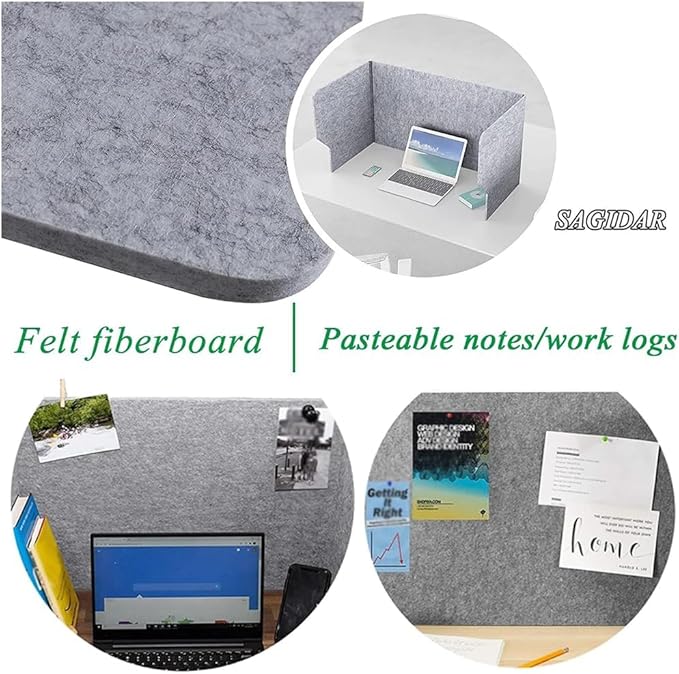 Desk Partition, Sound Absorbing and Noise Reducing Desktop Partition, 60 Cm Privacy Panel, Desk Divider, Polyester Fiber Soundproof Screen