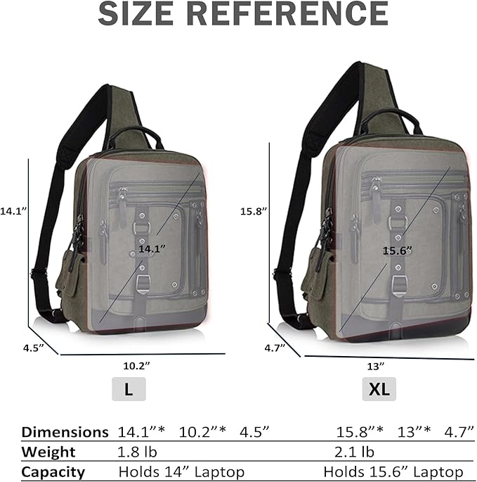 Schkleier Messenger Bag for Men Canvas Sling Bag Crossbody Backpack Laptop Shoulder Bag Hiking Daypacks Casual Tactical