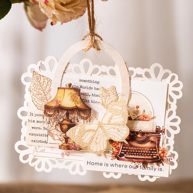 MiyouLuna 240Pcs PET Scrapbook Stickers Vintage Floral Designs for Scrapbooking DIY Crafts Waterproof Journaling Supplies Junk Journal Ephemera with Storage Organizer