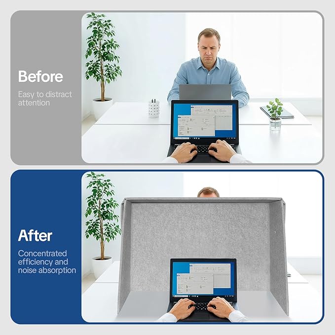 Desktop Partition Divider - Foldable Acoustic Privacy Screen Sound Absorbing Panel for Office & Home, Desk Shade for Cubicle to Block Light, 32.3" W x 19.7" D x 23.2" H