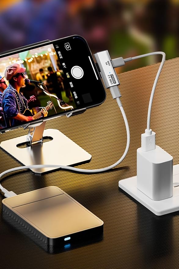 AreMe Dual USB C Headphone Adapter with 100W Charging Port, 2-in-1 USB Type C Splitter Dongle for Rog Ally, Steam Deck, Quest 2, iPhone 15 Series, iPad, MacBook and More Type C Device (White)