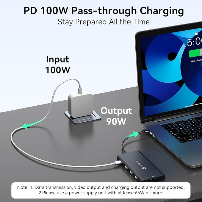 DGYBDFC USB C Laptop Docking Station 3 Monitors 100W PD 4K60Hz 12 in 1 Triple HDMI Docking Station Dual Monitor USB C Hub Multiple Adapter, 2xUSB-C 3.2, 2xUSB-A 3.0, SD Card Slot, 1000Mbps Ethernet