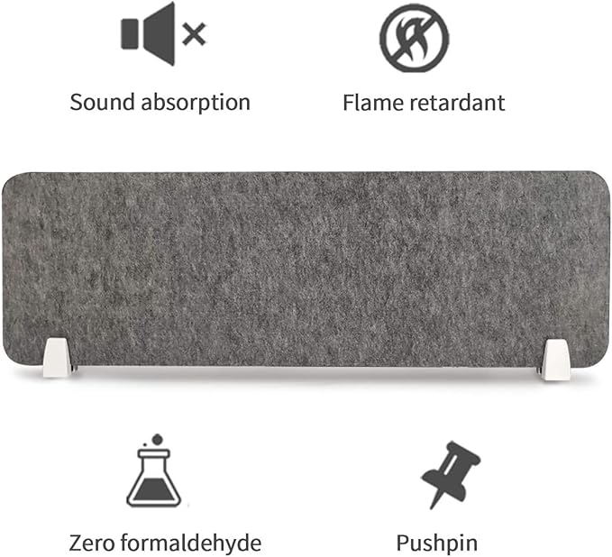 Felt-Covered Panels, soundproof Desk dividers, Removable Acoustic Desk partitions with Two Clips, Suitable for Installation as Privacy Screens in Offices, Studies, classrooms and librari F 11.8x23.6"