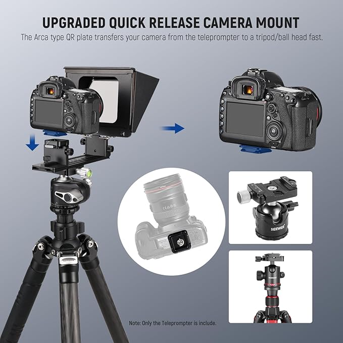 NEEWER X1 Pro II Teleprompter 9" All Metal with RT113 Remote/App Control, Quick Switch 1s Lock Arca Type QR Plate, Magnetic Phone Clamp Compatible with iPhone Android Smartphone, Assembly Free