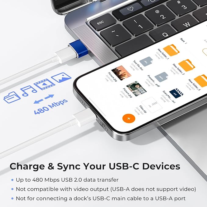 Basesailor USB to USB C Adapter 2 Pack,Type C Female to A Male Charger Converter for Apple Watch Ultra iWatch 7 8 SE,iPhone 15 14 13 12 Plus Pro Max,AirPods,iPad Air 4 5 Mini 6,Samsung Galaxy S21 S22