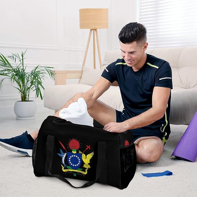 Coat of Arms of The Cook Islands Duffle Bag Gym Bag for Workout Travel Tote with Detachable Straps