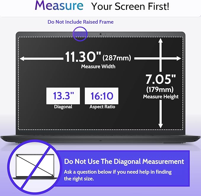 Peslv 3 Pcs Anti Blue Light Screen Protector for Laptop 13.4"/13.3" 16:10, 13In Computer Monitor Glare Filter UV Blocker Shield Cover Eye Protection Film