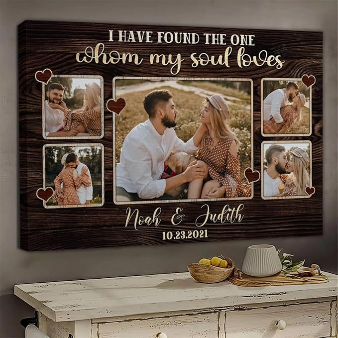 Dem Canvas Personalized Canvas Prints, I Have Found The One, Couple Romance Gifts, Wedding Gifts For Couple Custom Canvas Anniversary Valentine Gift For Wedding Canvas Engagement Gift (24x16)