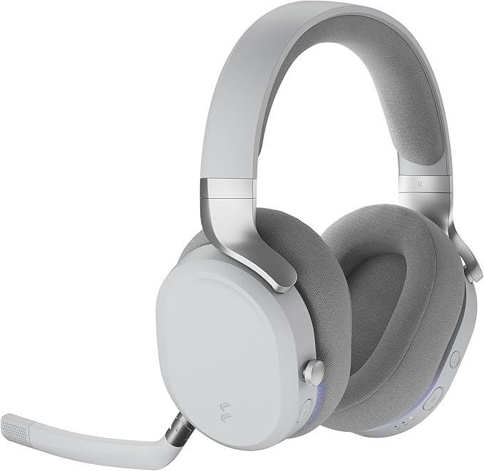 Fractal Design Scape Light - Wireless PC Gaming Headset - Detachable Flip-to-Mute Microphone with Noise Cancellation - Battery Life Up to 40 Hours - Configurable Ambient Lighting - Gray