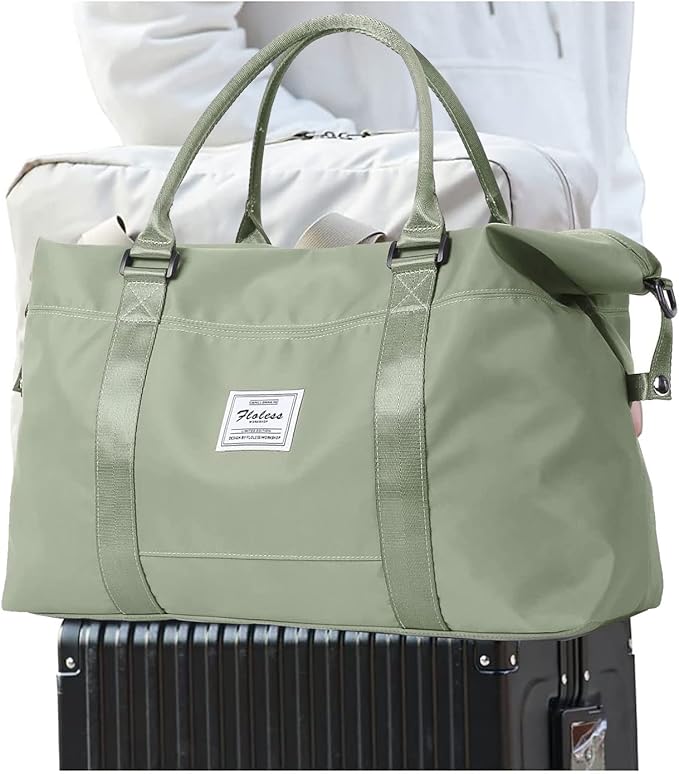 Sport Travel Duffle Bag Large Gym Tote Bag for Women, Weekender Carry on Bags for Airplane, Ladies Beach Overnight Bag Waterproof Luggage Bags with Wet Pocket Light Green
