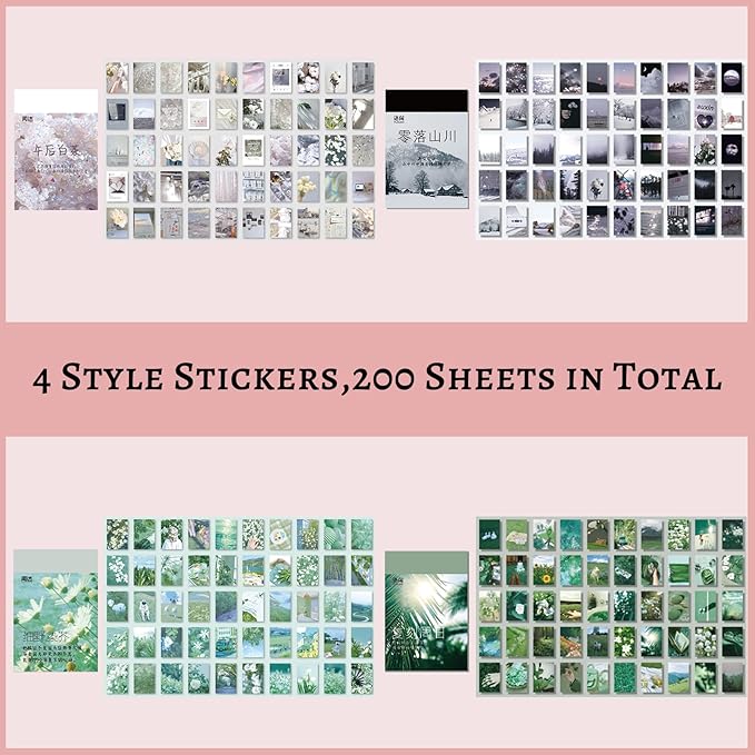 450 Pieces Washi Sticker Set, 9 Set Scrapbooking Diary Planner Album Diary Notebook, Scrapbooking Sticker Journaling Supplies for DIY Arts and Crafts Card Making Laptop Decoration