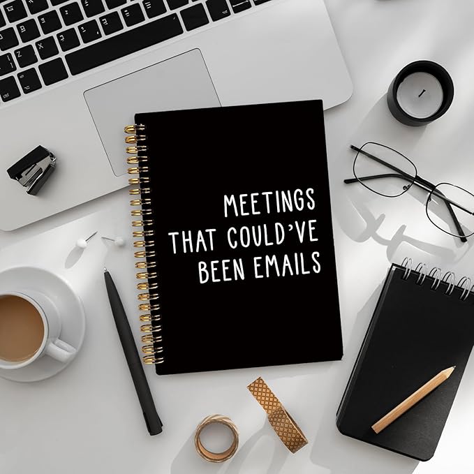 LIANGW Meeting Notebook - Meetings That Could've Been Emails Journal,Office Gift for Coworkers, Bosses, or Work From Home Professionals, Funny Work Spiral Notebook, 5.5x8.3 Inch