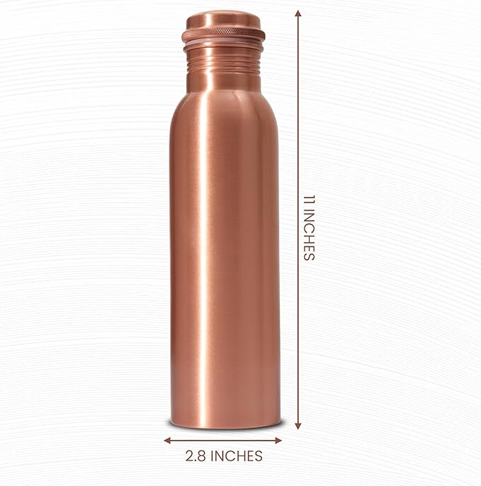 34 Oz Pure Copper Water Bottle – Leak-Proof Hammered Design with Tumbler, Carrying Bag & Smooth Finish Decorative – Copper Water Bottle