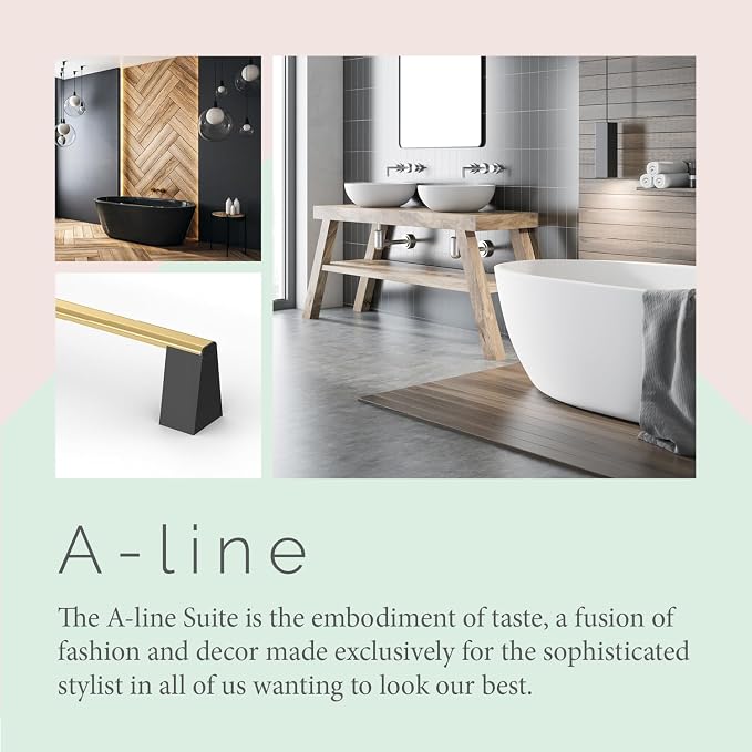 Gatco 5671 A-Line Towel Bar, 18 Inch, Brushed Brass Matte Black Combo