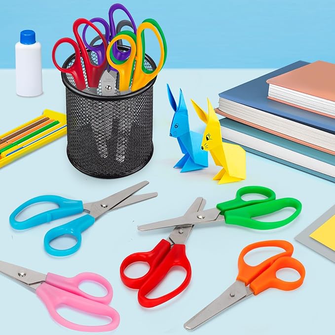 Toidgy 180 Packs Kids Scissors, 5 Inch Scissors Bulk for School, Blunt Tip Scissors for Kids Student Teacher, Safety Scissors for Preschool Classroom Office Home, School Supplies Craft Cutting Paper
