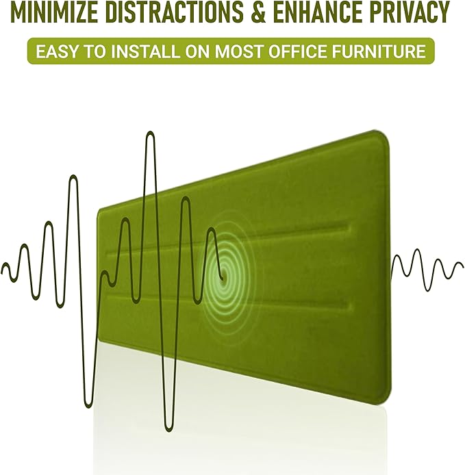 Desk Divider Panel, 34.6" x 11.8", Green – Clamp-On with 2 T-Clips, Soundproof Noise Reducing Privacy Screen for Office or Home Desk, High Quality Polyester