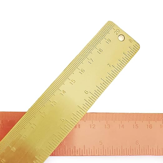Brass Ruler Straight Ruler Measuring Tool for Student School Office(20cm 7.9inch) Students Stationery