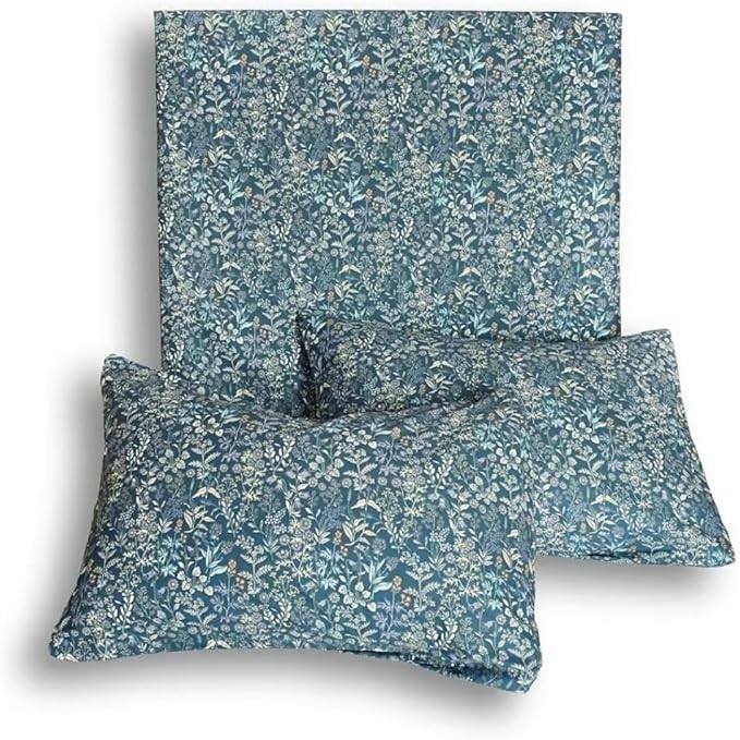 Blue Floral Duvet Cover Twin Vintage Flower Pattern Duvet Cover 100% Cotton Garden Style Comforter Cover Chic Botanical Floral Bedding Sets for Girls Women 1 Twin Duvet Cover with 2 Pillowcases