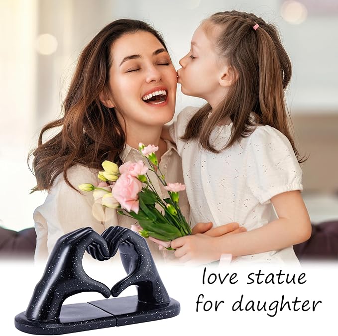 Black Bookends, Heavy Duty Bookend Holder Decor, Finger Heart Shaped, Modern Art Sculpture, Bookends Decorative, Boho Decor for Desktop Bedroom Study Room(Black)
