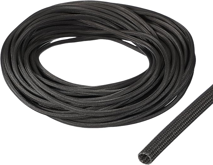 uxcell Insulation Cable Protector,3.5mm/0.14 Inch-20m/66 Feet High Temp Fiberglass Sleeve Black