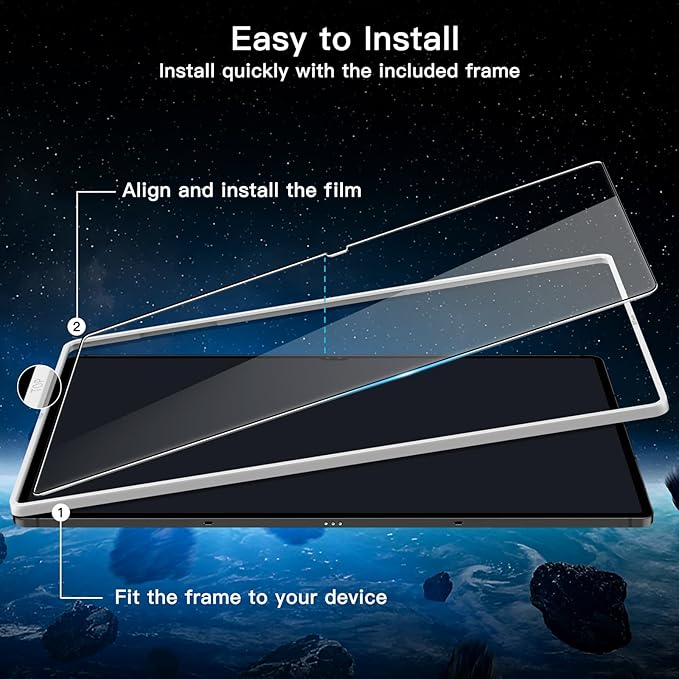 JETech Screen Protector for Samsung Galaxy Tab S10 Ultra/Tab S9 Ultra 14.6-Inch with Easy Installation Frame, Tempered Glass Film, HD Clear, 2-Pack