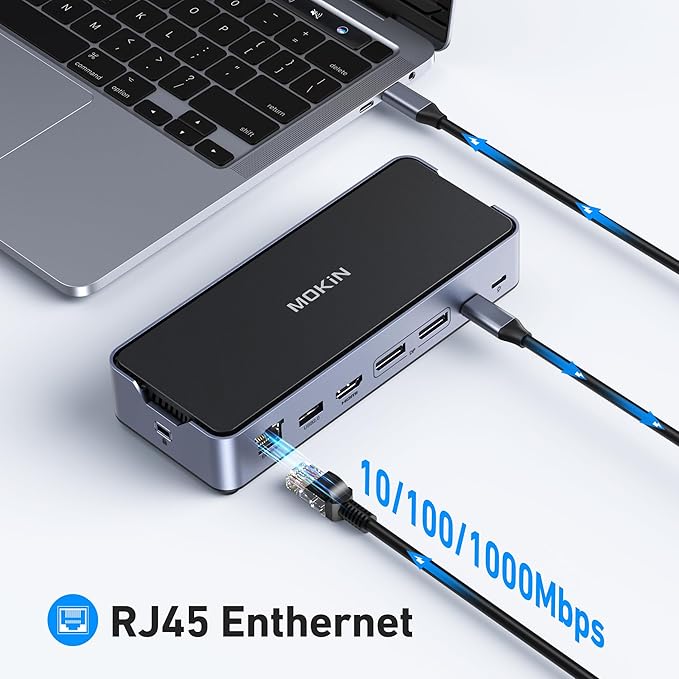 8K USB C Laptop Docking Station,Docking Station 3 Monitors with 1*HDMI, 2*DisplayPort,15 in 1 USB C Dock for Dual/Triple Monitors,6 *USB Ports,100W PD,Ethernet,SD&TF,Audio,for Dell/HP/MacBook/Lenovo